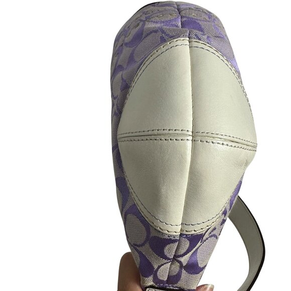 Coach Lavender Iris White Signature Hampton Small Hobo Bag Canvas Y2K 11575 - Picture 7 of 15